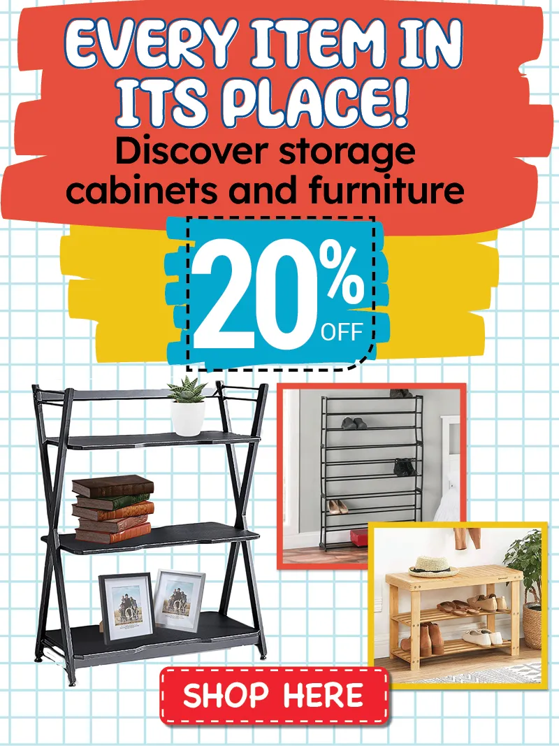 20% off storage cabinets and furniture