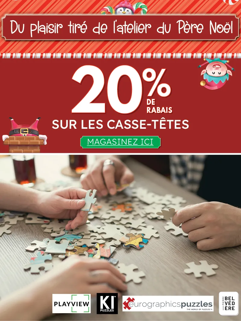 20% de rabais sur les casse-têtes 