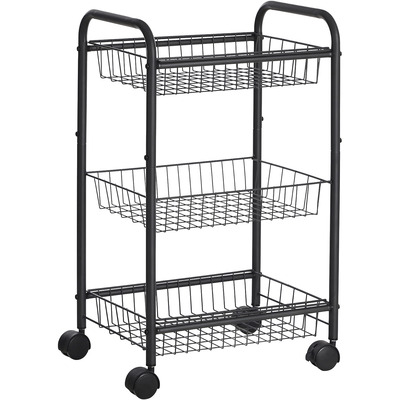 3-tier black trolley with wheels