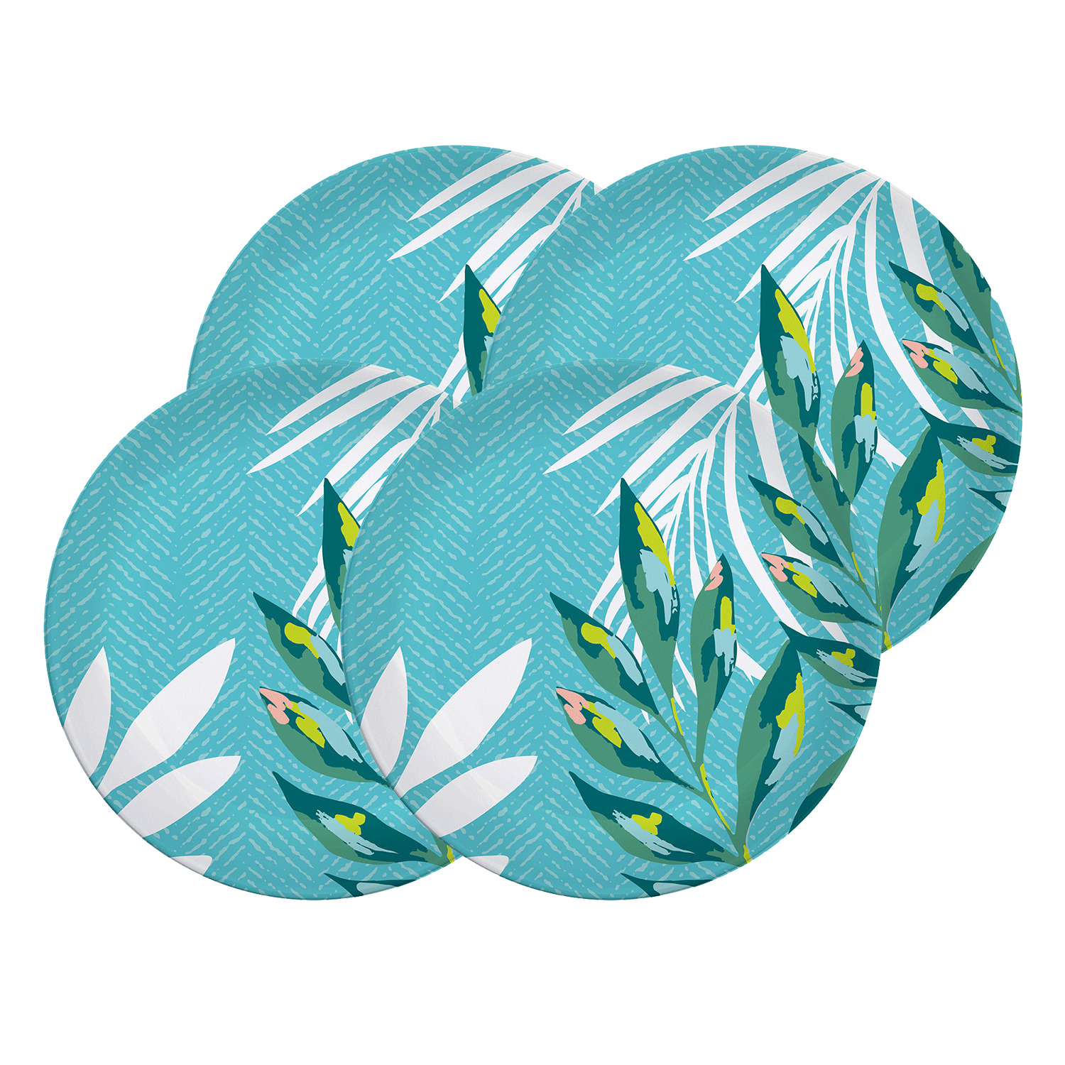 4 melamine plates set - Multi-foliage