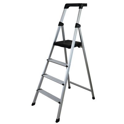 4-step metal ladder with tool box