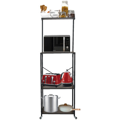 4 tier black microwave cabinet