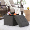 Folding fabric storage ottoman - Grey - 2