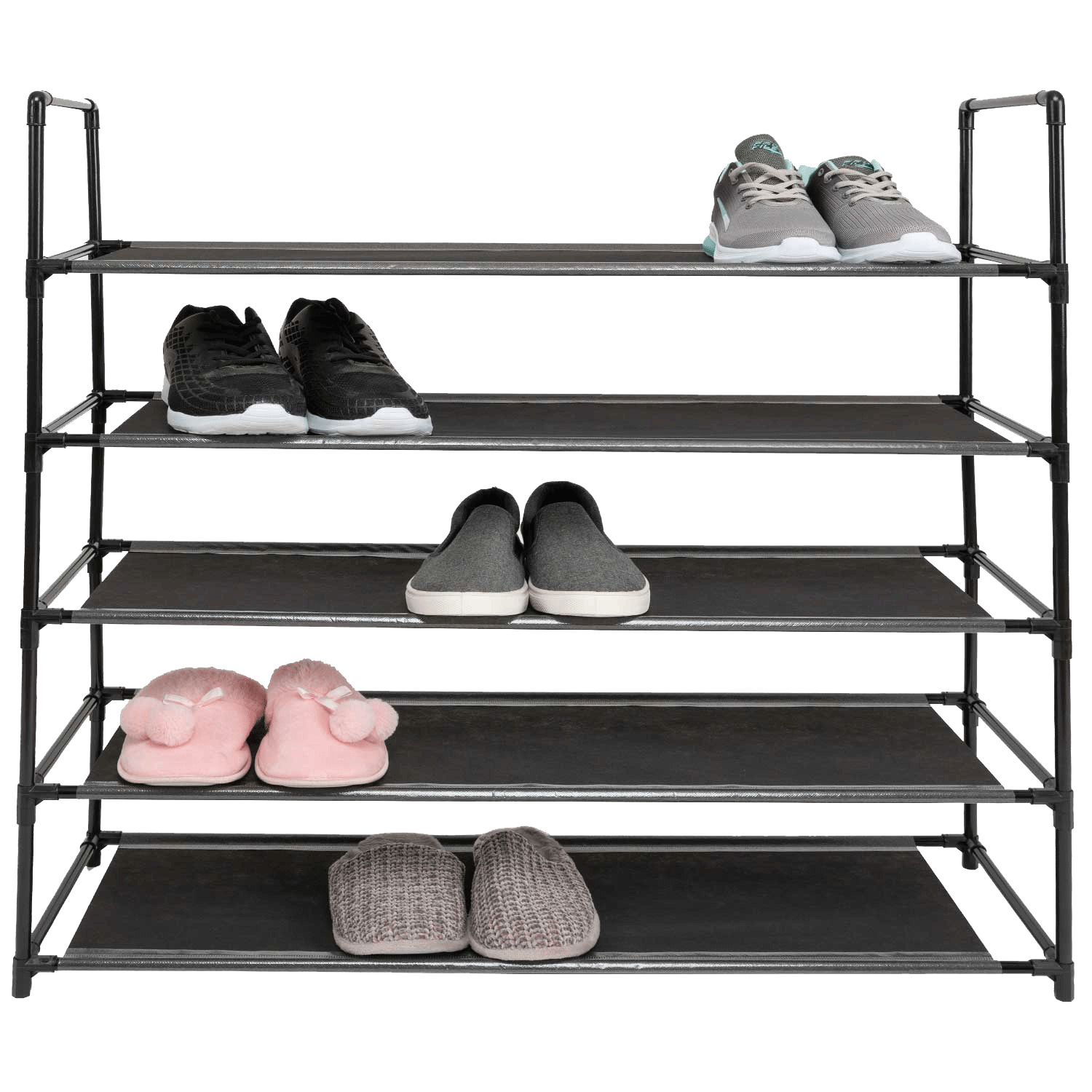 5-tier stackable metal shoe rack - 20 pairs- Black