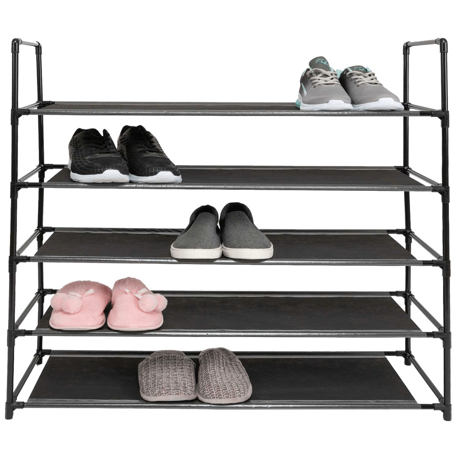 5-tier stackable metal shoe rack - 20 pairs- Black