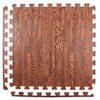 Dark wood grain EVA interlocking foam floor mats, pk. of 4