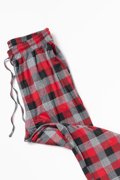 Yves Martin - Flannel sleep pants, red plaid - Plus Size. Colour: red.  Size: 2xl
