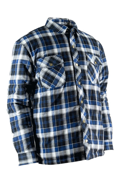Jackfield - Quilted flannel shirt with rustproof snaps. Colour: blue. Size:  m | Rossy
