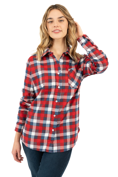 QUILTED FLANNEL SHIRT WITH HOOD AND RUSTPROOF SNAPS FOR WOMEN - Jackfield
