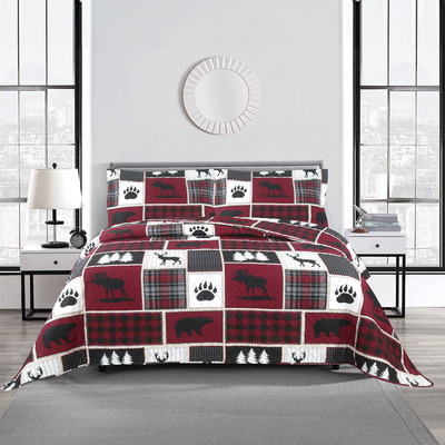 Wheatly Red Floral Gingham Check Mini Quilt Set Bedding