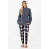 Check & fleece PJ set - Fuschia pom pom