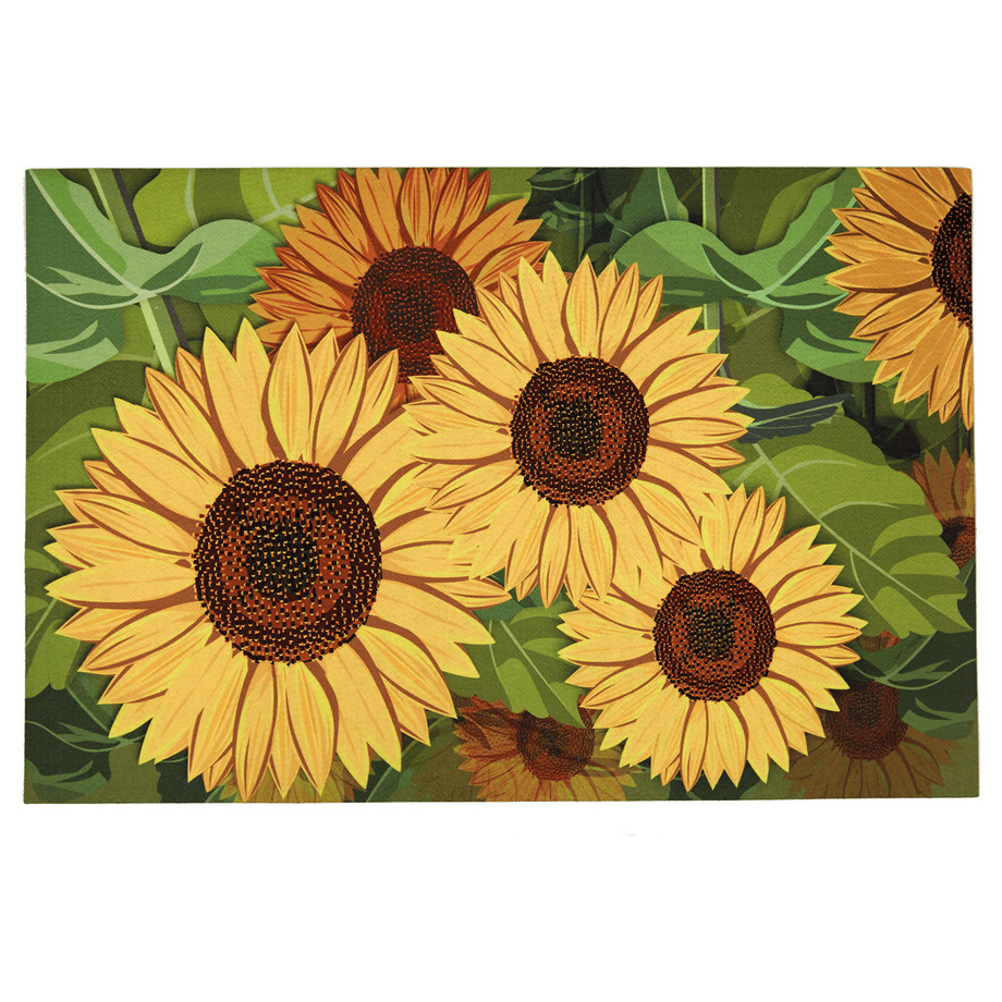 Anti-skid rubber doormat, 18"x27" - Sunflowers