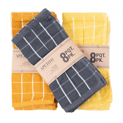 Apetito - Grid pattern dishcloths, pk. of 8