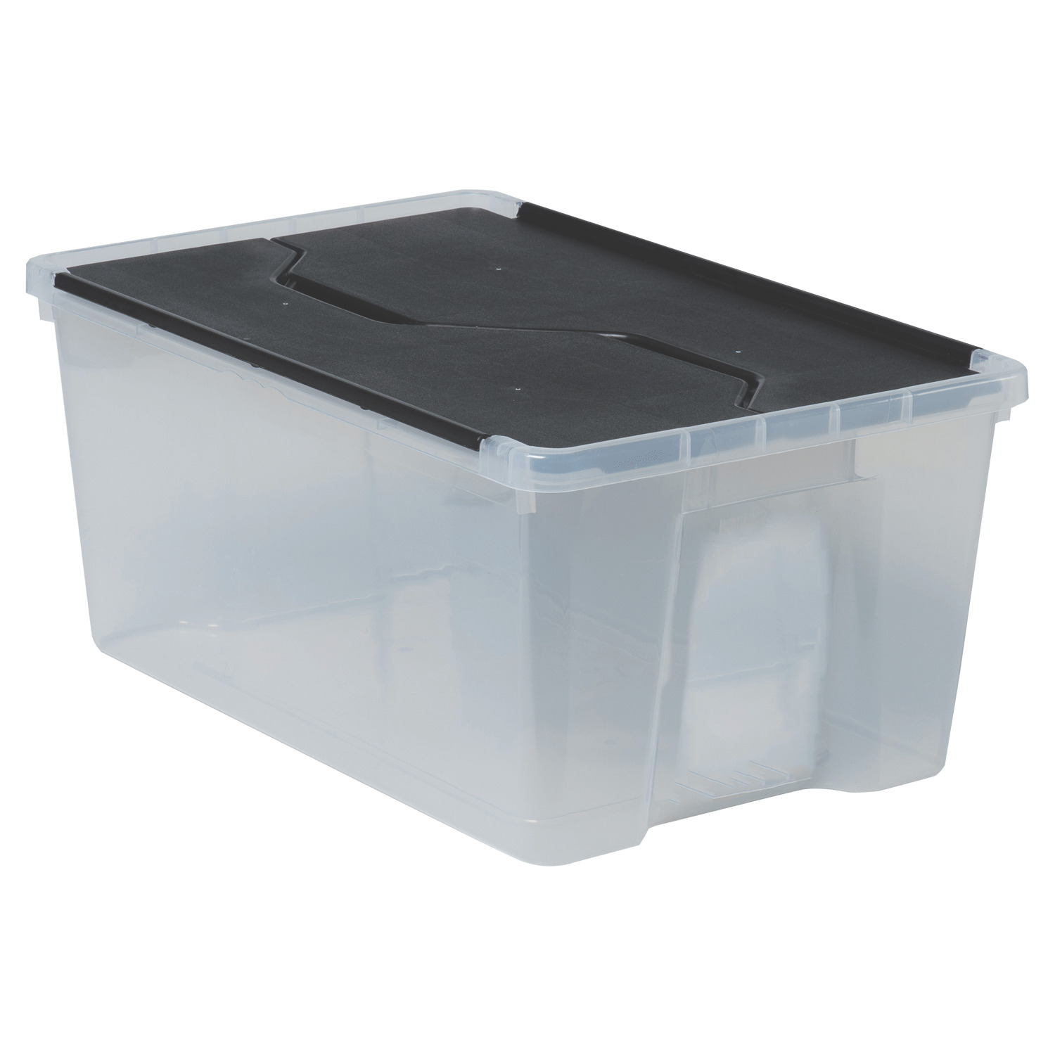 Bac de rangement transparent à rabats - 45L