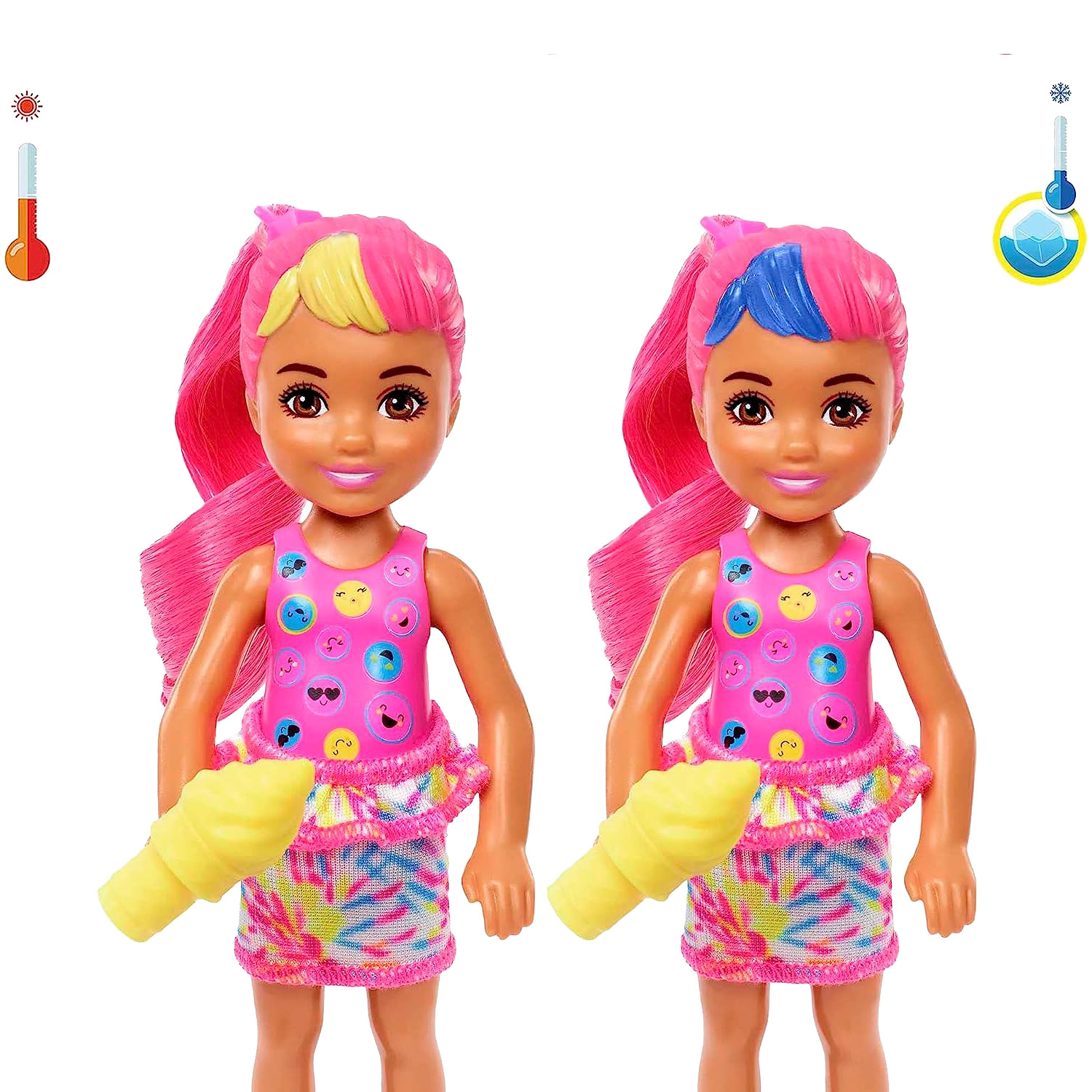 Barbie - Color Reveal - Neon tie-dye series, Chelsea doll with 6