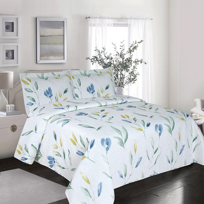 BELIZE - Quilt set, pinsonic stitch - Modern green floral