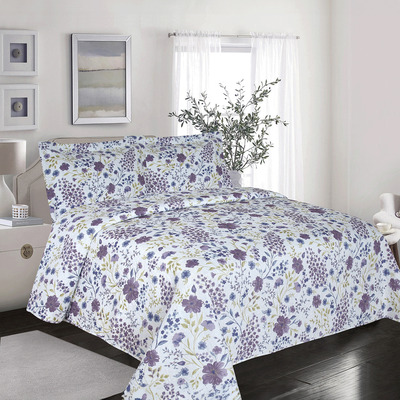 BELIZE - Quilt set, pinsonic stitch - Modern purple Floral