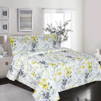 BELIZE - Quilt set, pinsonic stitch - Modern yellow floral