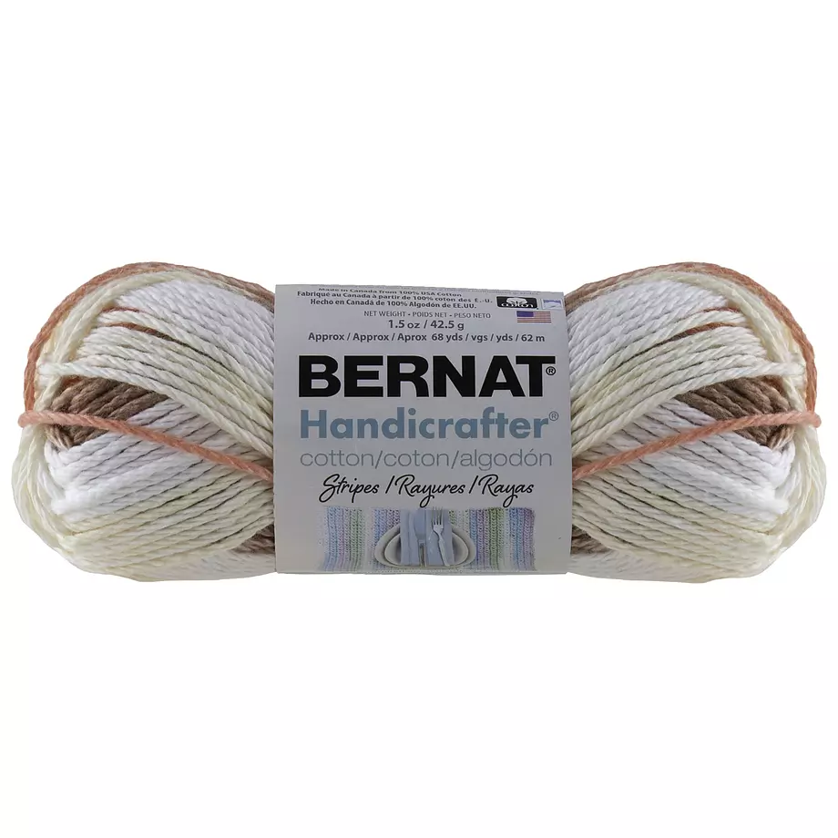 Bernat Handicrafter - Cotton yarn, natural stripes