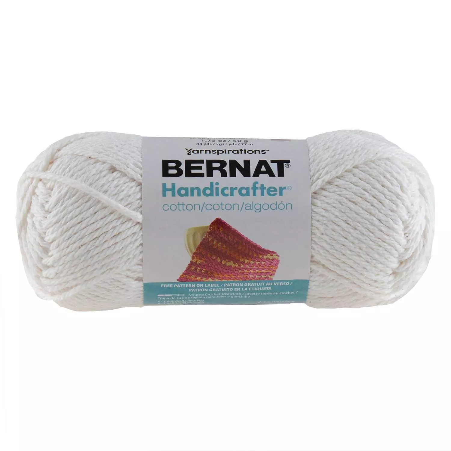 Bernat Handicrafter Cotton Off White Yarn - 6 Pack of 50g/1.75oz - Cotton -  4 Medium (Worsted) - 80 Yards - Knitting/Crochet , Off White