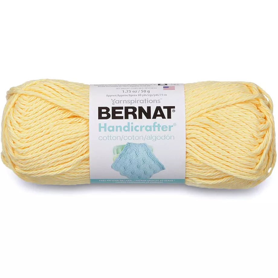 Bernat Handicrafter - Cotton yarn, pale yellow. Colour: yellow
