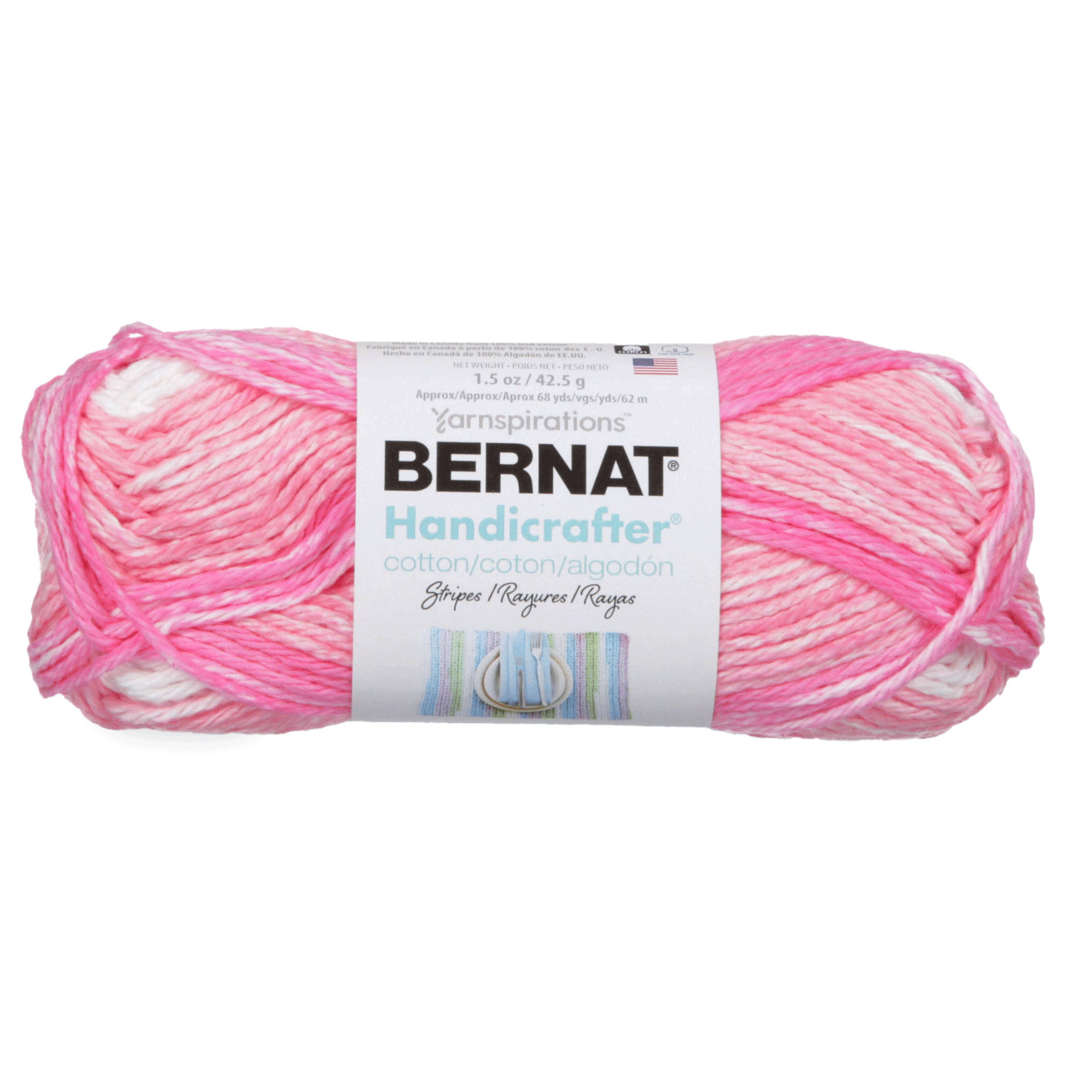 Bernat Handicrafter - Cotton yarn, Pinky stripes