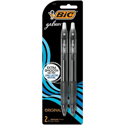 BIC - Gelocity - Retractable gel pen, medium point (0.7 mm), pk. of 2