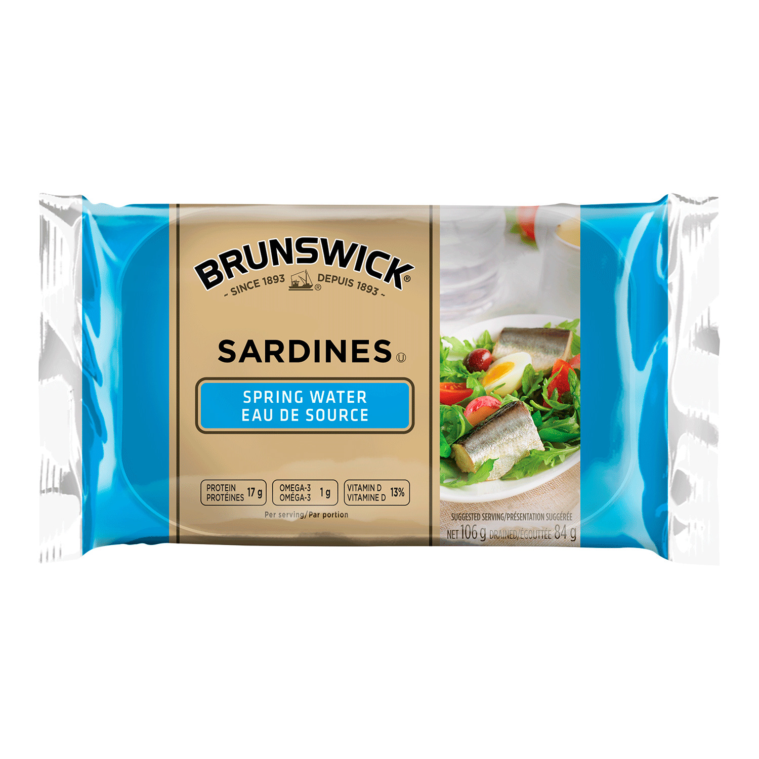 Brunswick - Sardines in pure spring water, 106g