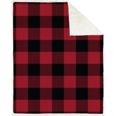 Buffalo plaid throw blanket with sherpa backing, 48"x60"