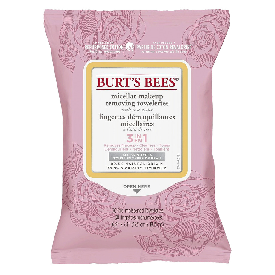 Burt's Bees - Lingettes démaquillantes micellaires 3-en-1, paq. de 30