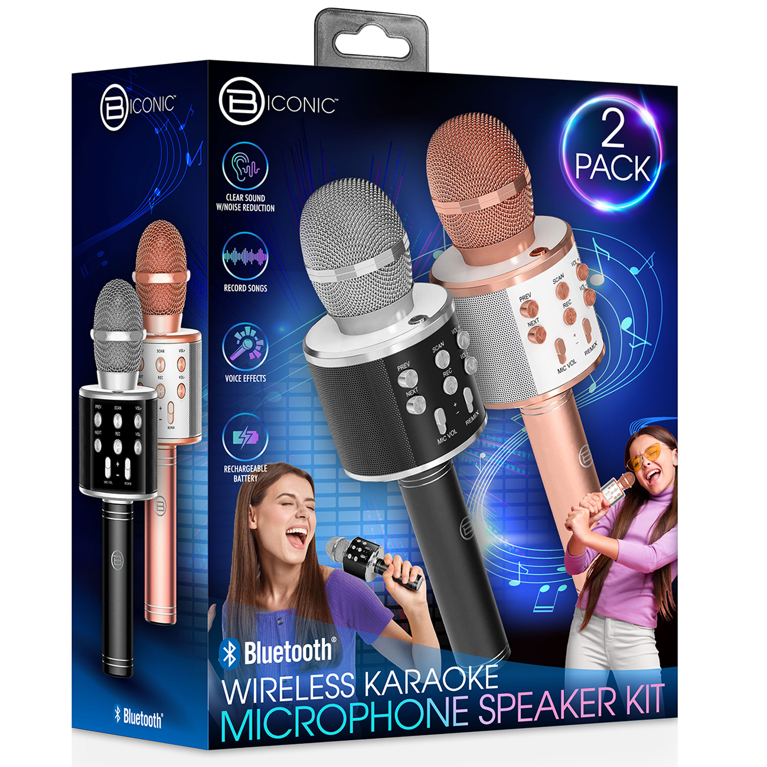 Playos® - Microphone Karaoké - Argent - Sans Fil - Bluetooth - avec Changeur  de Voix 