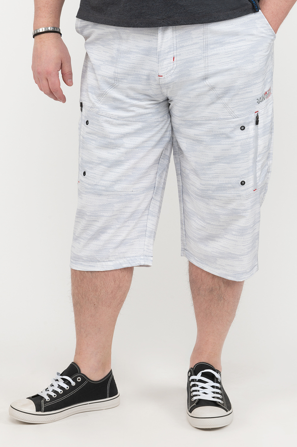 Capri shorts with zippered pockets - Heathered white - Plus Size. Colour:  white. Size: 42