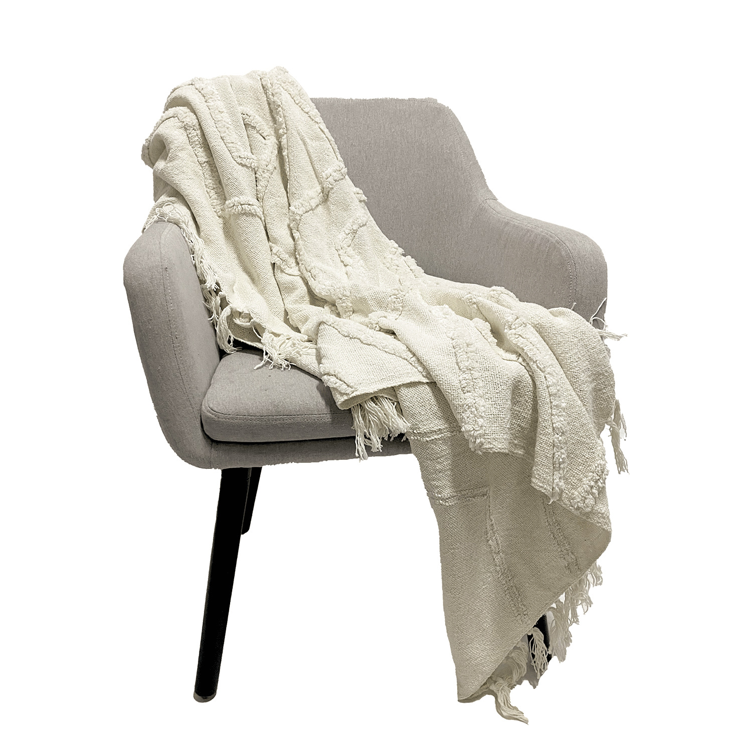 CARA Collection - Chenille tufted knit throw, 50"x60"