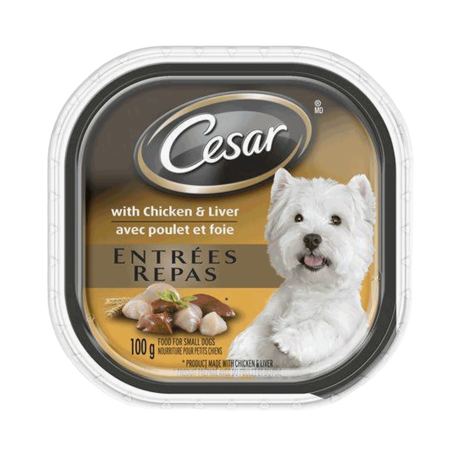 Cesar - Nourriture humide pour chiens adultes avec poulet et foie, 100 g