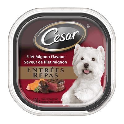 Cesar - Nourriture humide pour chiens adultes saveur de filet mignon, 100 g