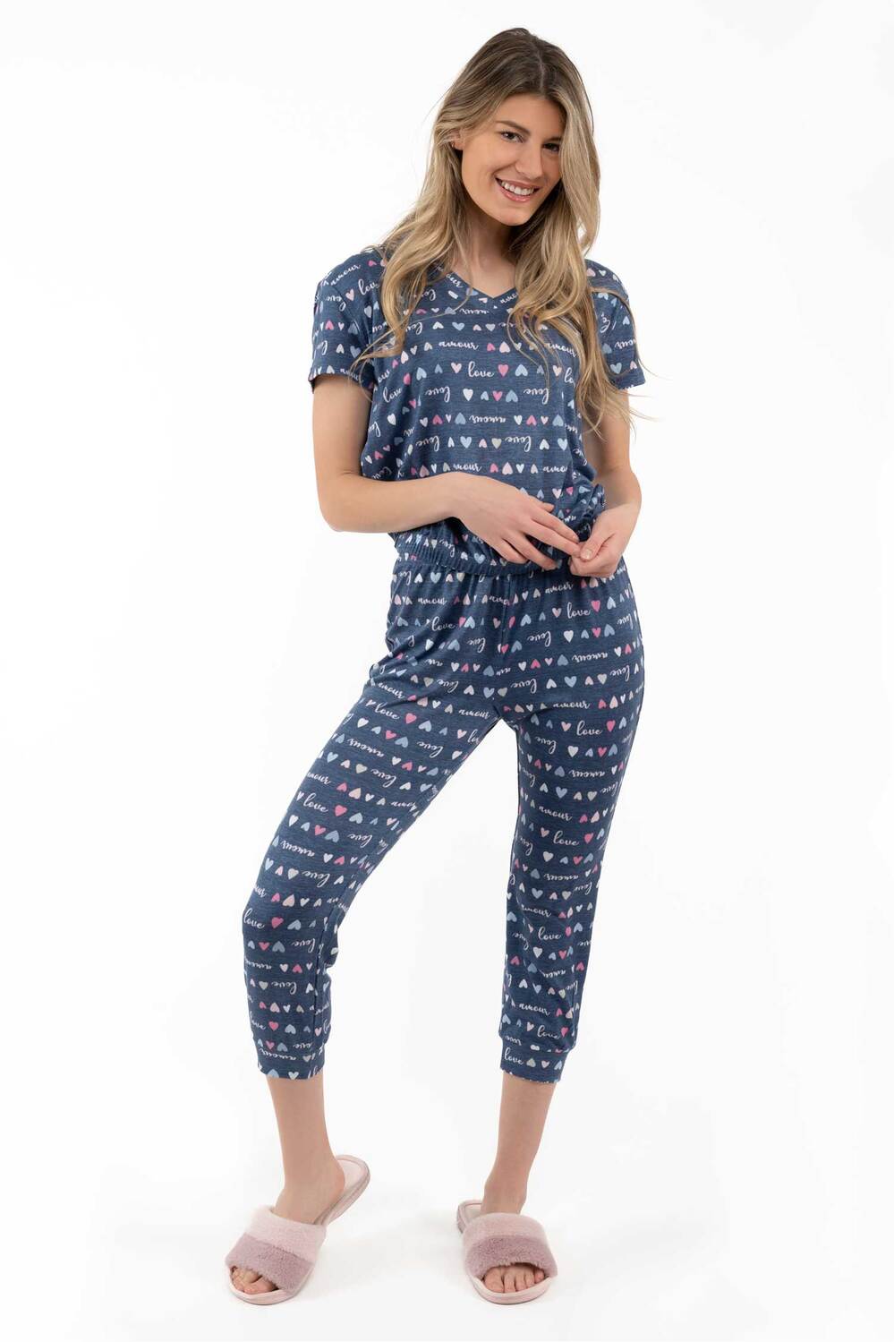 Charmour - Ensemble pyjama capri 2 pièces - Amour en denim