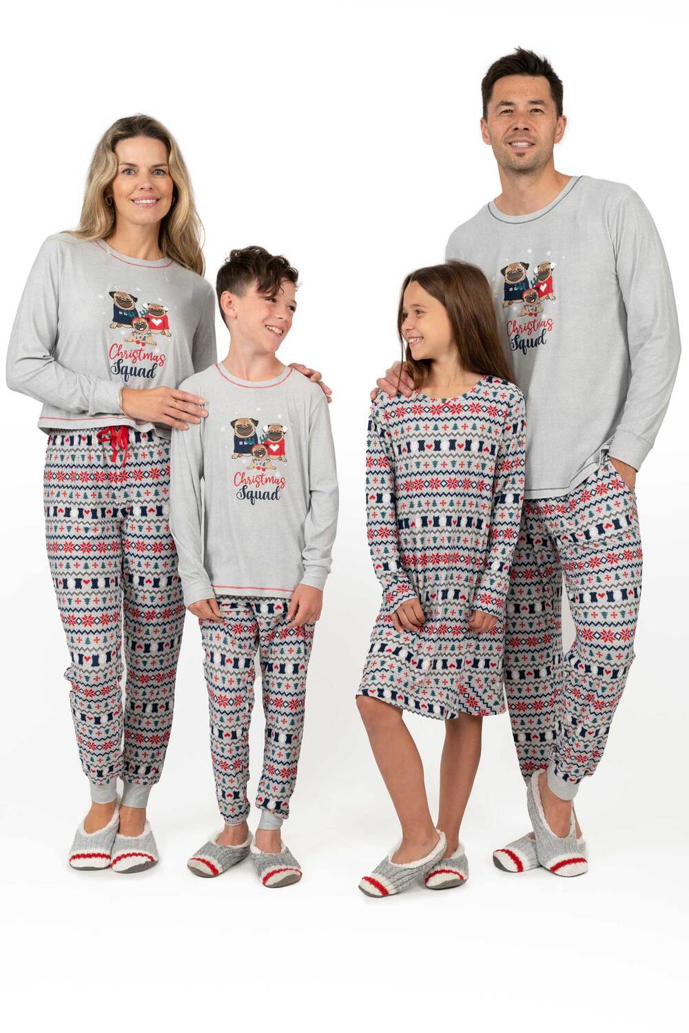 Charmour - Matching family, ultra soft long sleeve PJ set - Christmas Squad