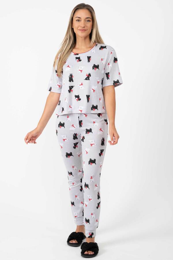 Charmour - Ultra soft hacci knit PJ set - Grey mix Scottie