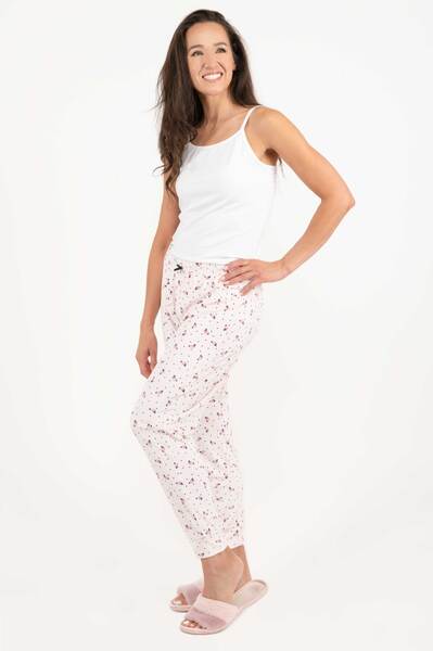 Stretch knit jogger style pajama pants, pink/black plaid, medium