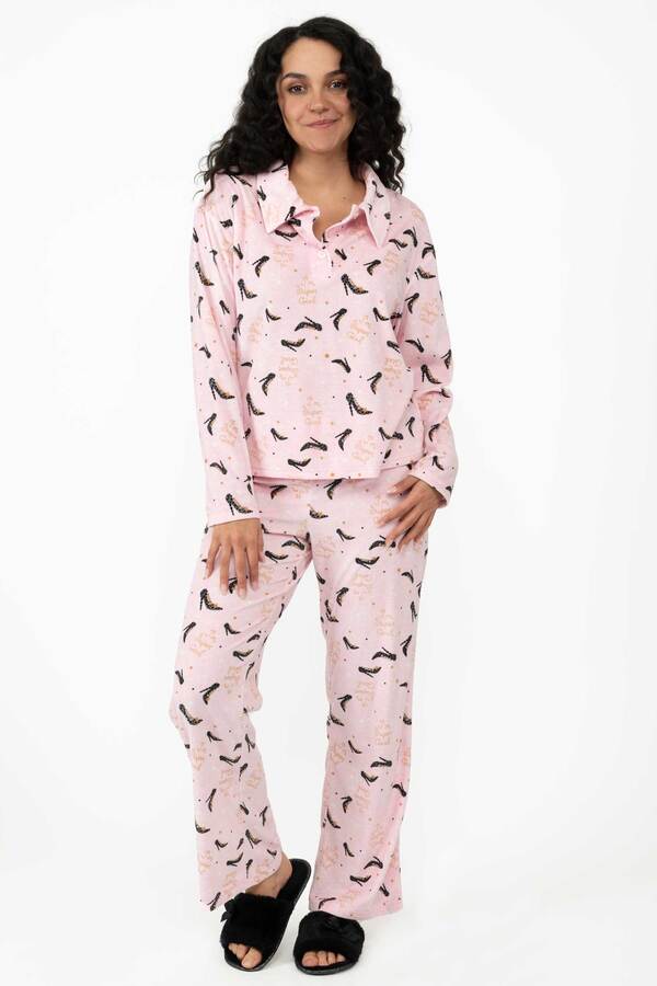 Charmour - Velour touch PJ set with polo collar - "I'm Super Girl"