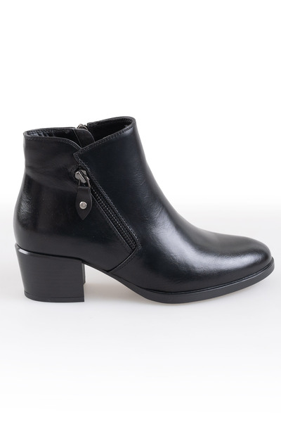 Faux-leather side zip ankle boot