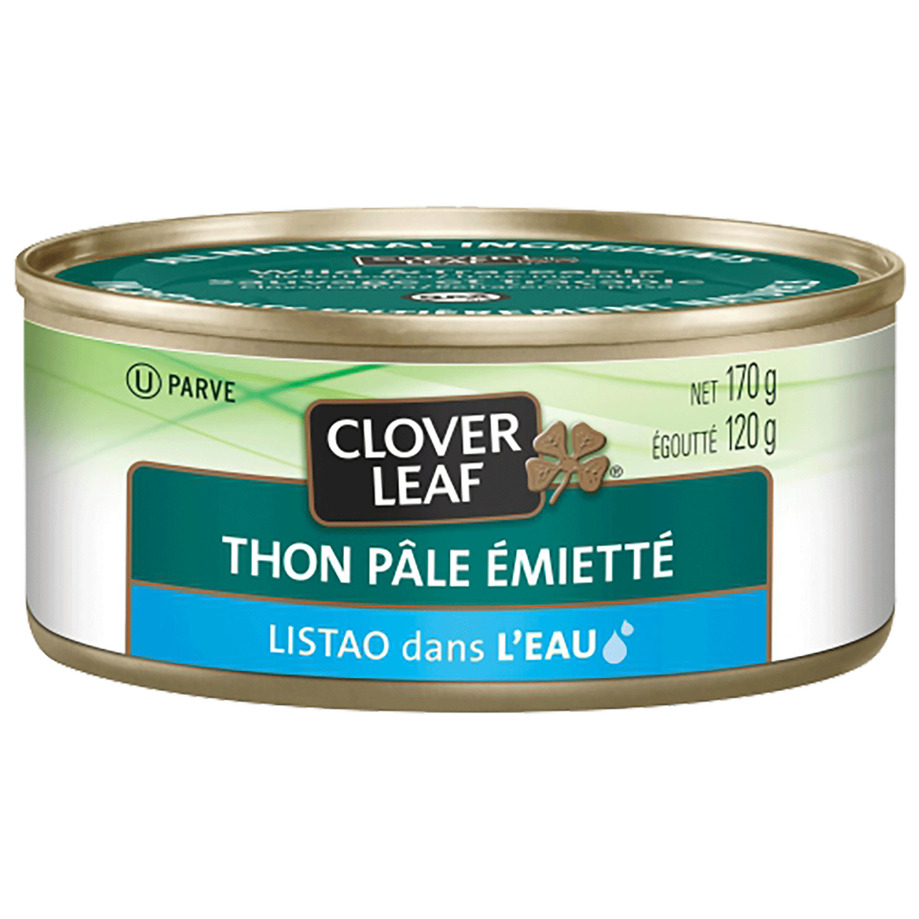 Clover Leaf - Thon pâle émiétté, listao, dans l'eau, 170g