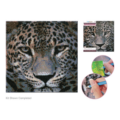 Craft Medley - Diamond painting canvas art kit, 11.4"x11.4" - Leopard