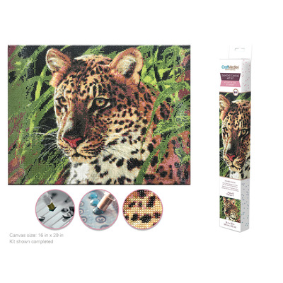 Craft Medley - Diamond painting canvas art kit, 16"x20" - Leopard