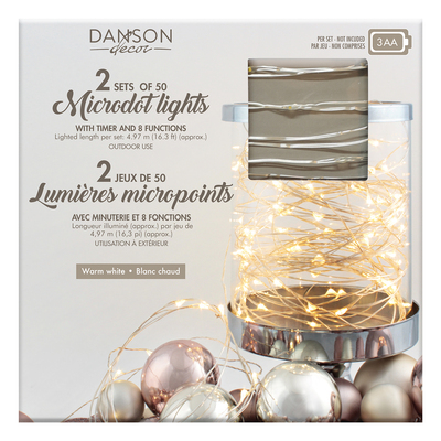 Danson - 100 (2x50) lumières micropoints à piles LED avec minuterie