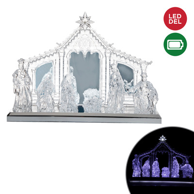 Danson - Acrylic nativity scene with lights & music