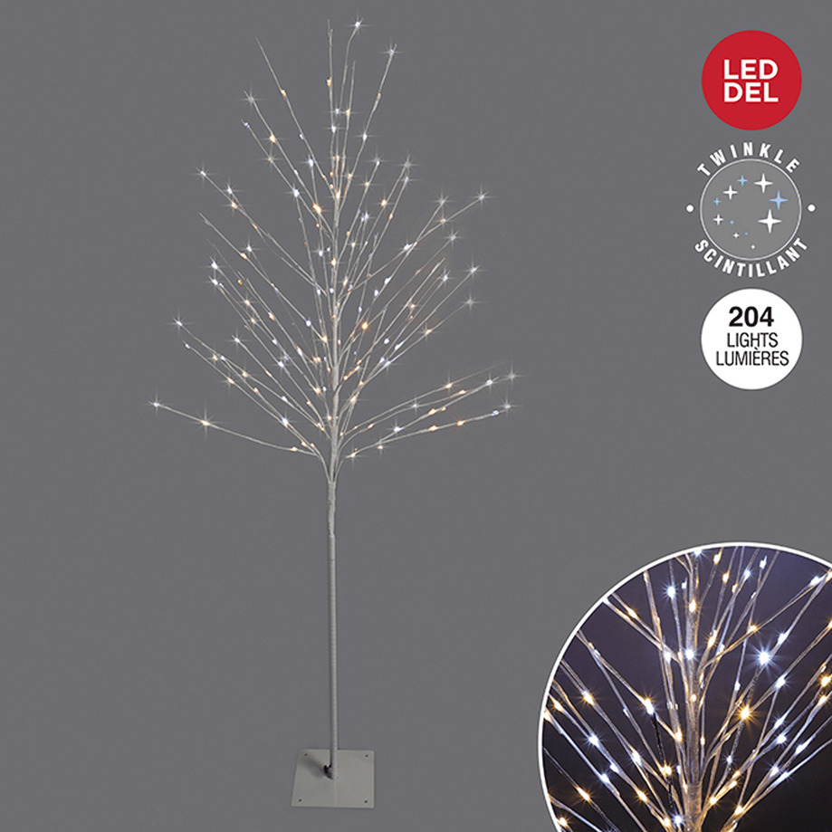 Danson - Arbre illuminé blanc, 204 lumières, 1.8 m