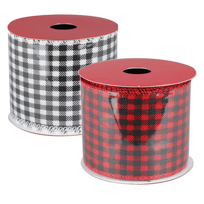 Danson - Fabric ribbon with wire edges, 9' - Buffalo Plaid