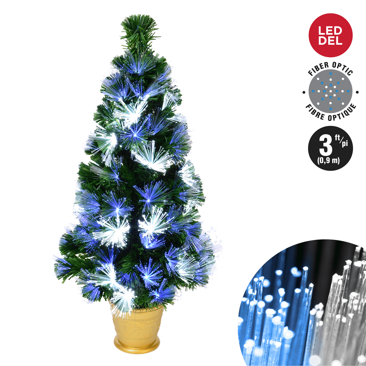 Danson - Fiber optic potted Christmas tree with tree topper, 3'