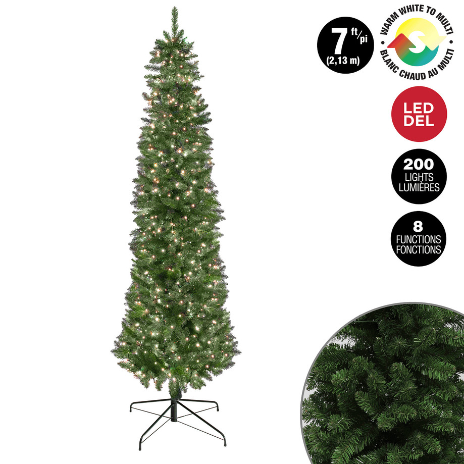 Danson - Pre-lit slim pine Christmas tree, 7'